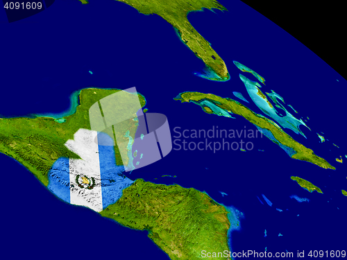 Image of Guatemala with flag on Earth