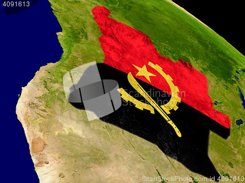 Image of Angola with flag on Earth