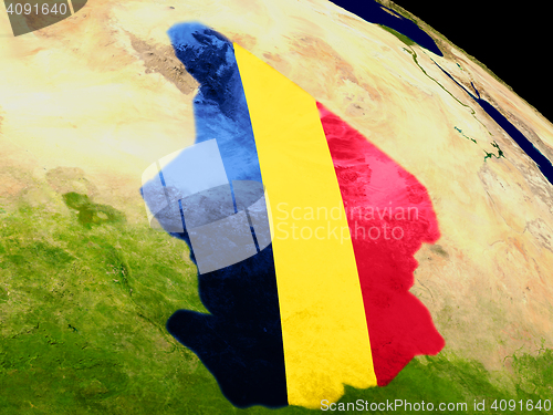 Image of Chad with flag on Earth