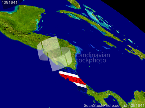 Image of Costa Rica with flag on Earth