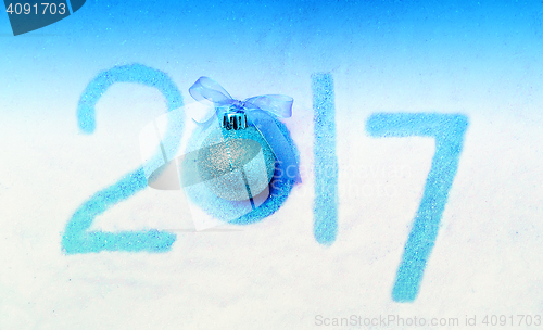 Image of Light Blue Snow Happy New Year 2017 Background