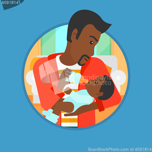 Image of Father feeding baby vector illustration.