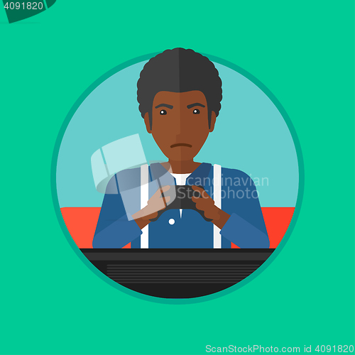 Image of Man playing video game vector illustration.