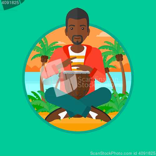 Image of Man playing ethnic drum vector illustration.