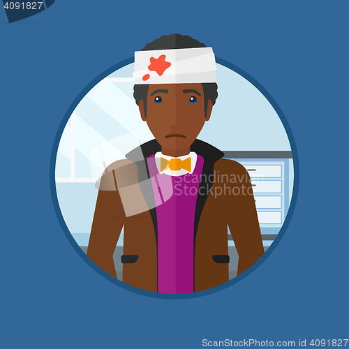 Image of Man with injured head vector illustration.