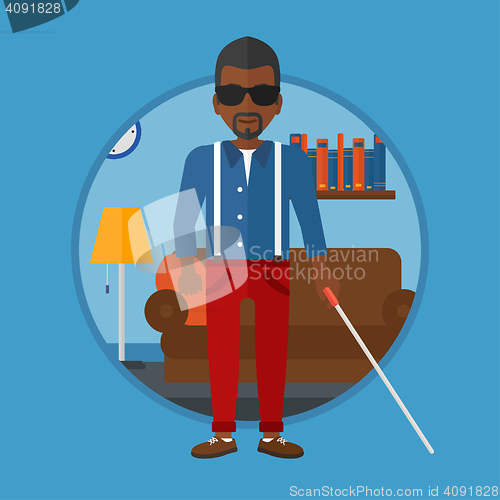 Image of Blind man with stick vector illustration.