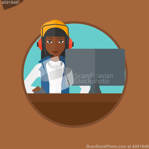 Image of Woman playing computer game vector illustration.