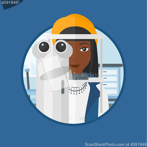 Image of Patient during eye examination vector illustration