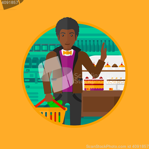 Image of Man refusing junk food vector illustration.