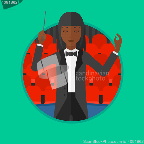 Image of Conductor directing with baton vector illustration