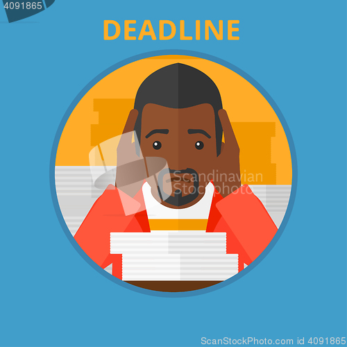 Image of Businessman having problem with deadline.