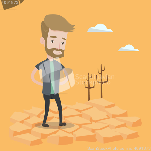 Image of Sad man in the desert vector illustration.