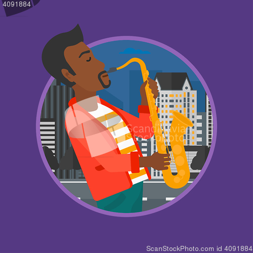 Image of Musician playing on saxophone vector illustration.