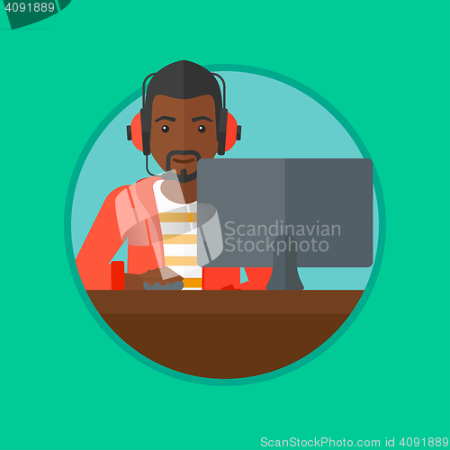 Image of Man playing computer game vector illustration.