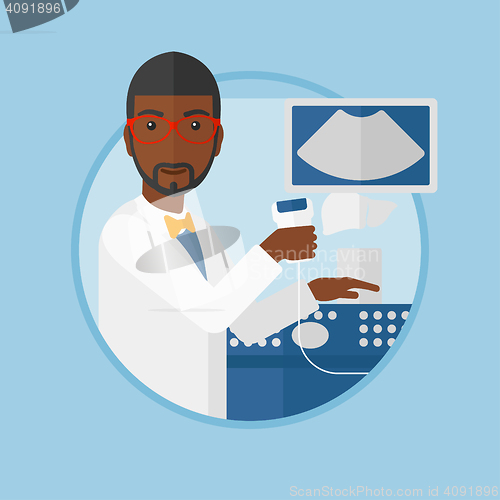 Image of Male ultrasound doctor vector illustration.