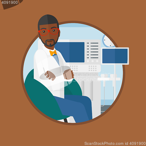 Image of Male ultrasound doctor vector illustration.