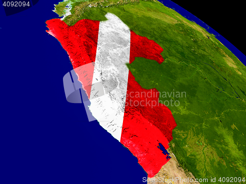 Image of Peru with flag on Earth