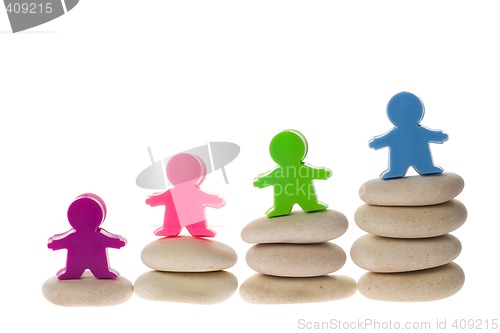 Image of Figurines on stack of pebbles