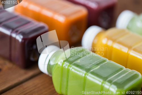 Image of bottles with different fruit or vegetable juices