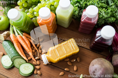 Image of bottles with different fruit or vegetable juices