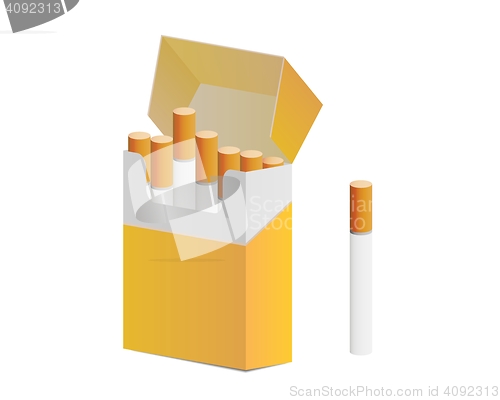 Image of pack of cigarettes and one cigarette out of pack