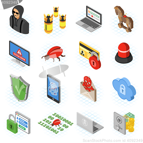 Image of Internet Security isometric Flat Icon Set