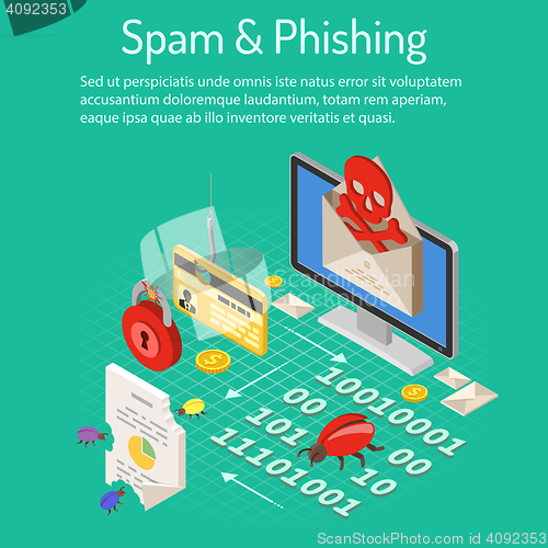 Image of Spam and Phishing Isometric Concept