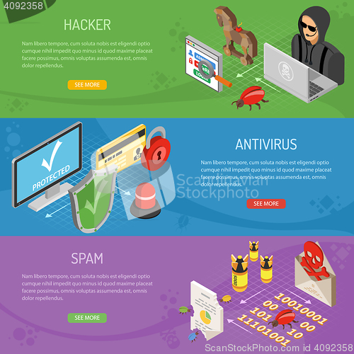 Image of Internet Security Isometric horizontal Banners