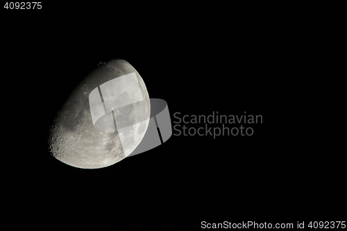 Image of Gibbous Waxing Moon with Copy Space