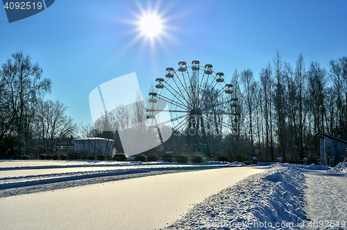 Image of Background chairs at stadium , winter