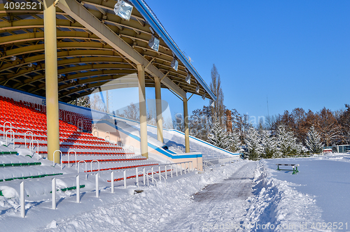 Image of Background chairs at stadium , winter