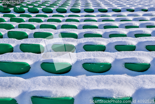 Image of Background chairs at stadium , winter