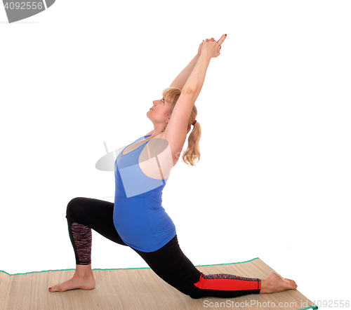 Image of Yoga trainer showing stretching.