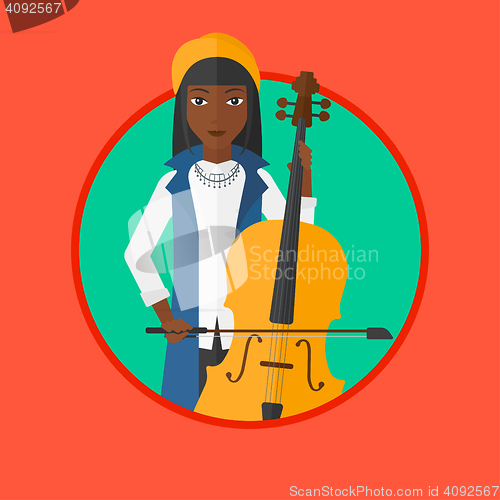 Image of Woman playing cello vector illustration.