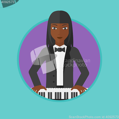 Image of Woman playing piano vector illustration.