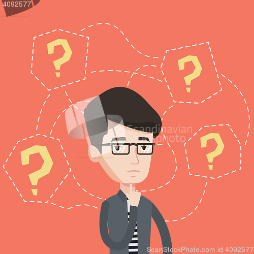 Image of Young businessman thinking vector illustration.