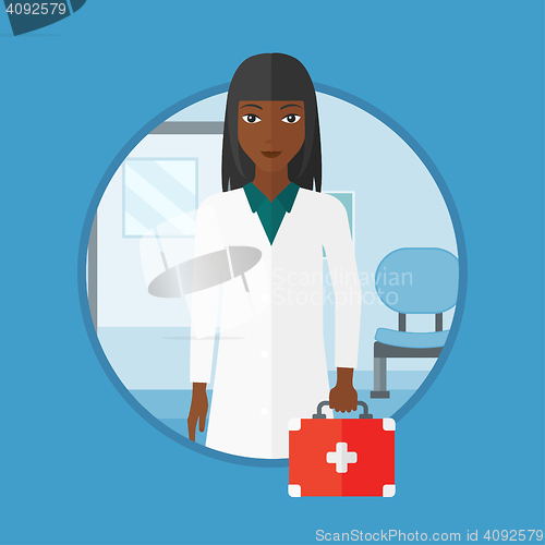 Image of Doctor with first aid box vector illustration.