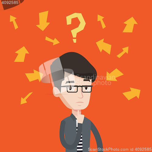 Image of Young businessman thinking vector illustration.