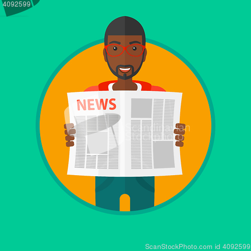 Image of Man reading newspaper vector illustration.