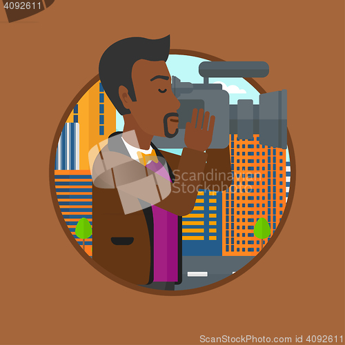 Image of Cameraman with video camera vector illustration.