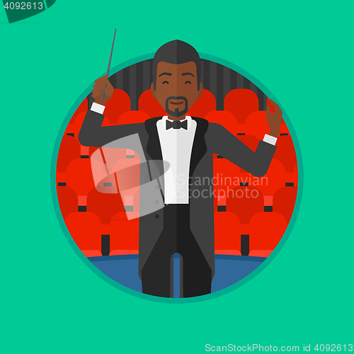 Image of Conductor directing with baton vector illustration
