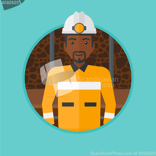 Image of Confident miner in hardhat vector illustration.