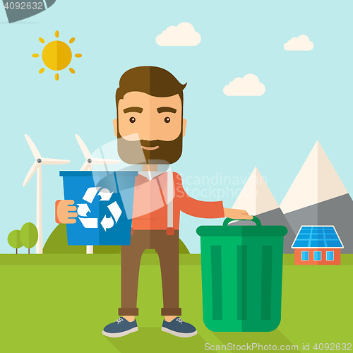 Image of Man sorting a trash