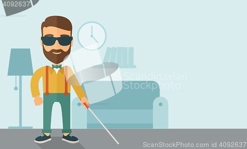 Image of Blind man with walking stick