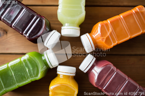 Image of bottles with different fruit or vegetable juices