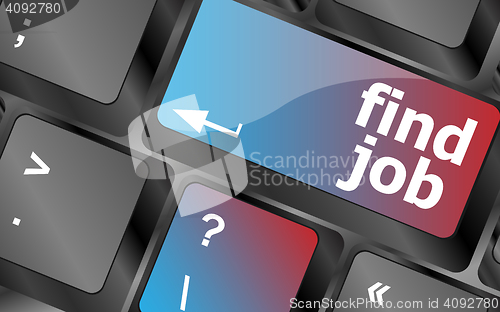 Image of Searching for job on the internet. Jobs button on computer keyboard vector, keyboard keys, keyboard button