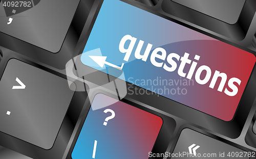 Image of Computer keyboard key with key questions, closeup vector, keyboard keys, keyboard button