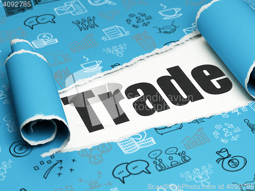Image of Finance concept: black text Trade under the piece of  torn paper