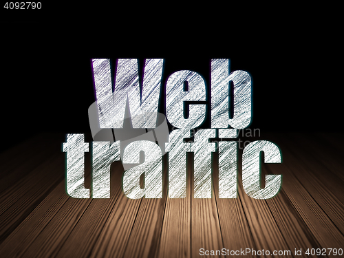 Image of Web design concept: Web Traffic in grunge dark room