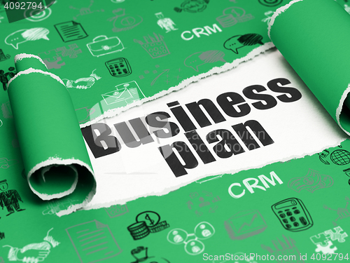 Image of Finance concept: black text Business Plan under the piece of  torn paper
